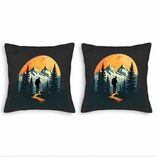 Set of 2 Throw Pillow Covers 18x18in - Serene Mountain Landscape