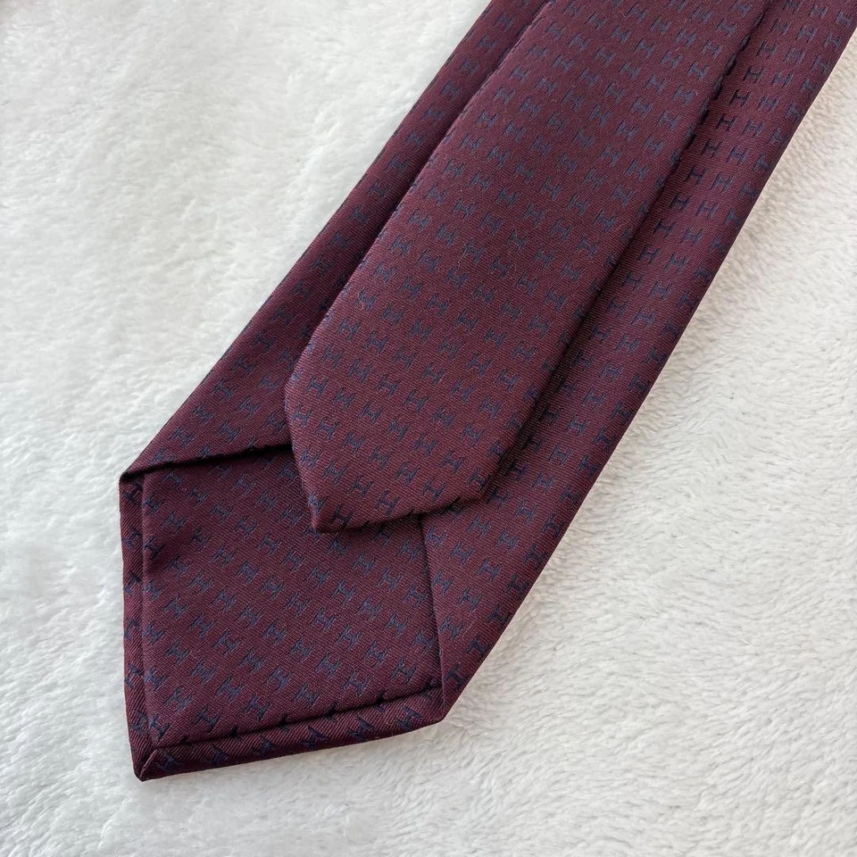 Corbata de cuello HERMES nueva sin usar púrpura azul marino patrón H casi como nueva regalo Foto 3 de 4