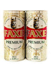 FAXE Premium VIKINGS Empty Beer Cans 2×1000ml Denmark 2026 Bottom Open Set