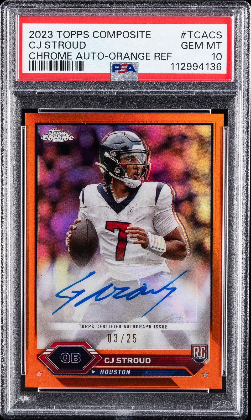 2023 Topps Composite CJ STROUD #TCA-CS Chrome Rookie AUTO Orange Refractor #/25
