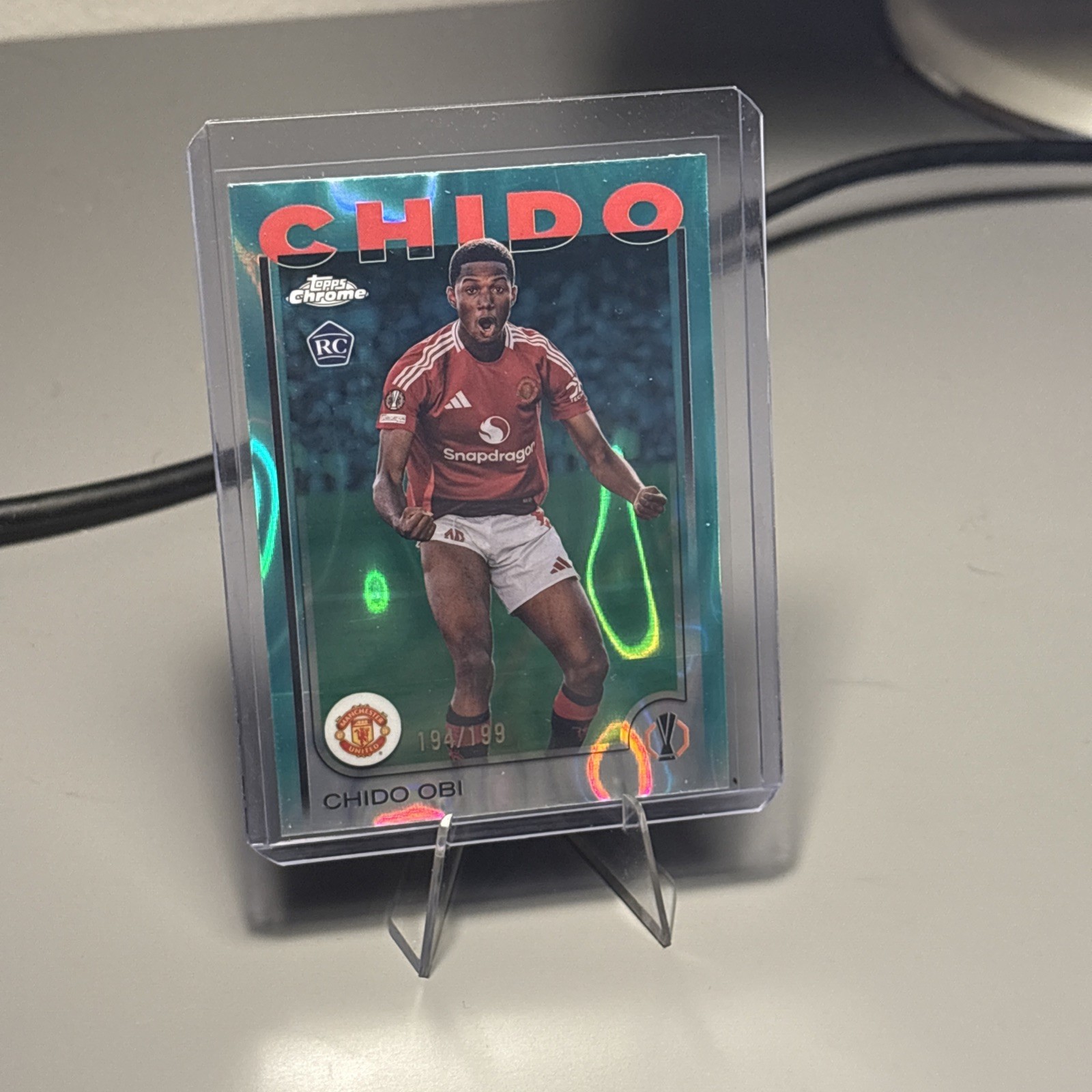 Chido Obi 2024-25 Topps Chrome UEFA Aqua Refractor 194/199 RC #14