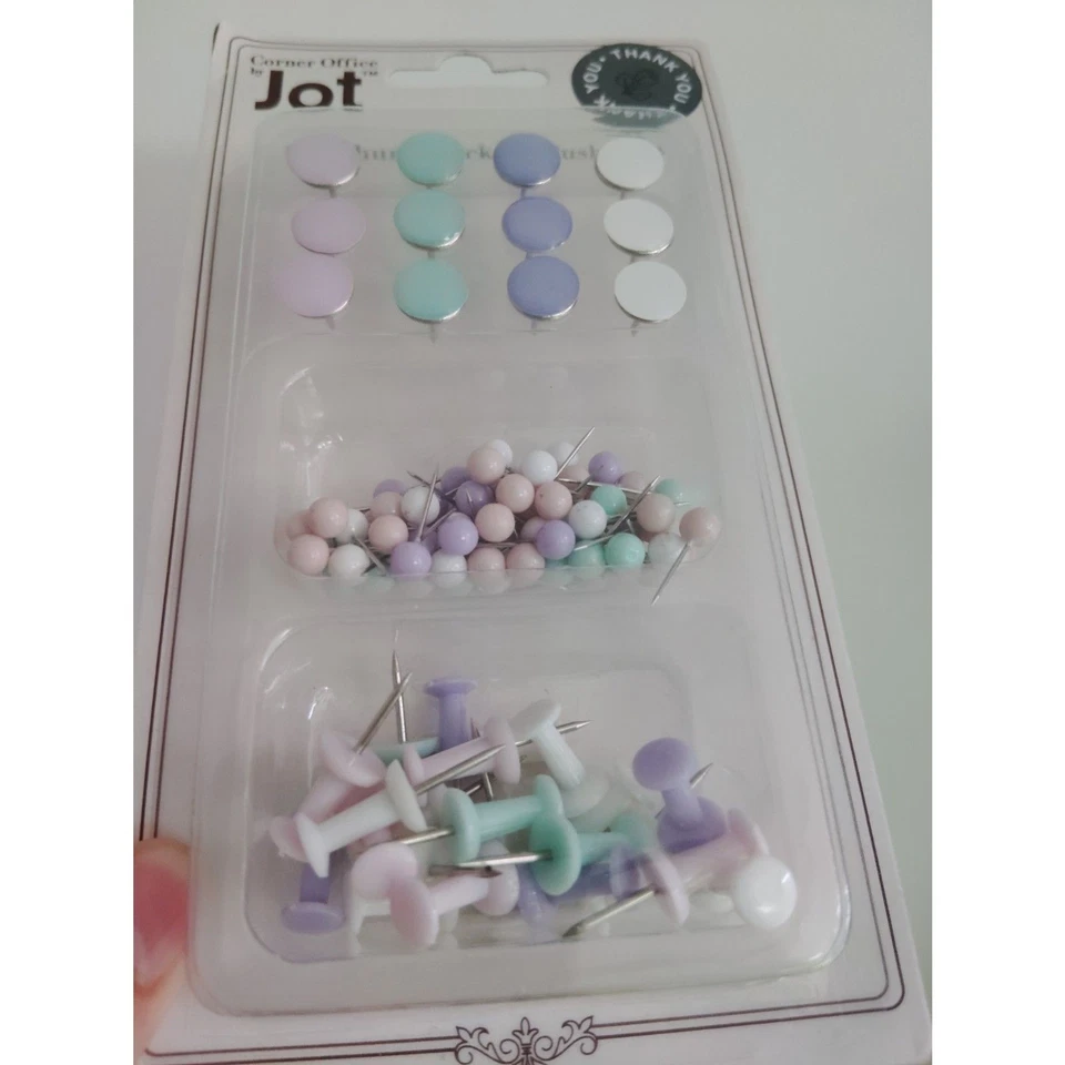 NEW JOT Pastel 100 Thumb Tacks & Pushpins for Cork Board Office &School Supplies - Image 3 of 4