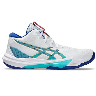ASICS Sky Elite FF MT 3 Volleyballschuhe Herren Weiß/Blau   Größe 41.5 Neu