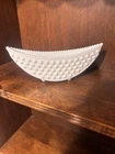 Vintage FENTON Hobnail Footed Milk Glass CRESCENT Shaped PLANTER 7¾” x 2½”