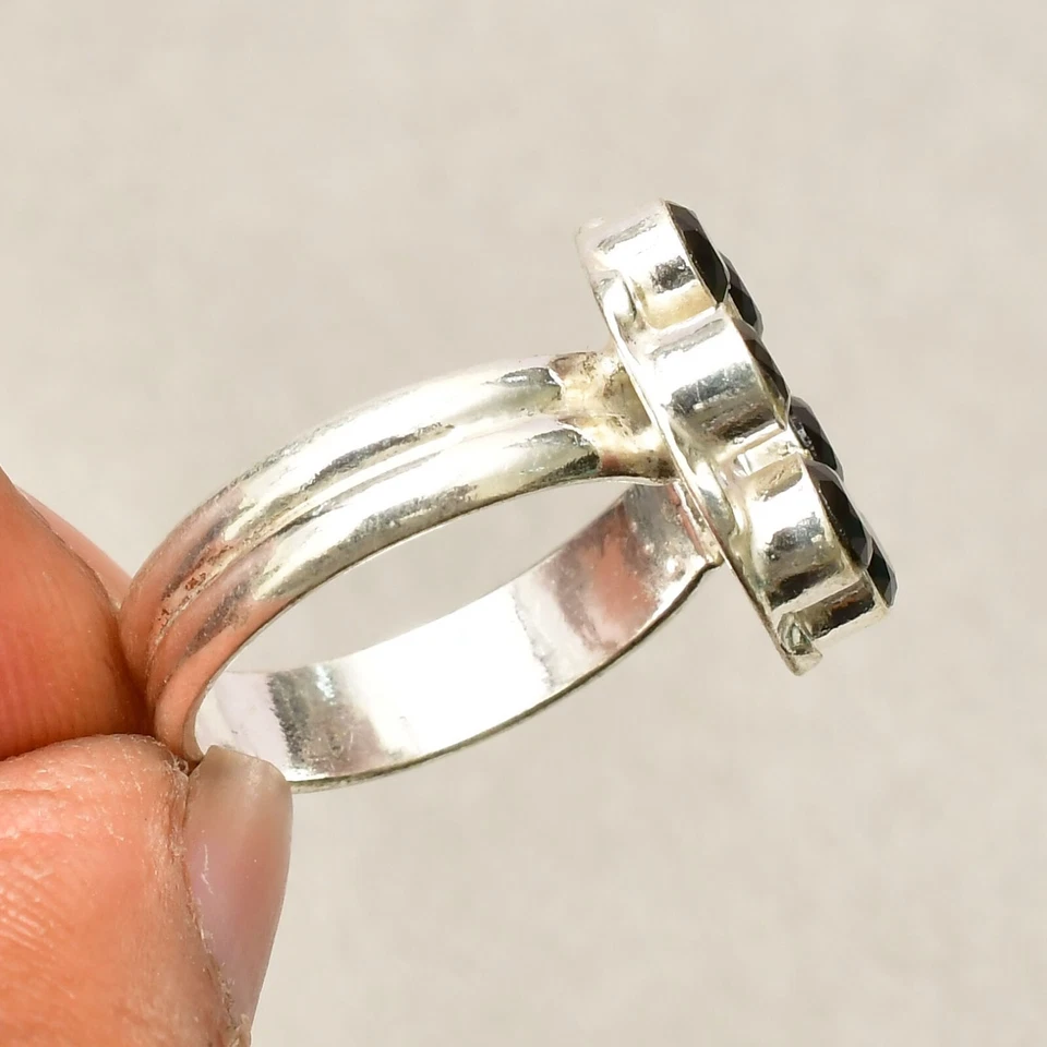 Anillo de joyería de plata esterlina 925 hecho a mano con piedras preciosas... - Imagen 3 de 4