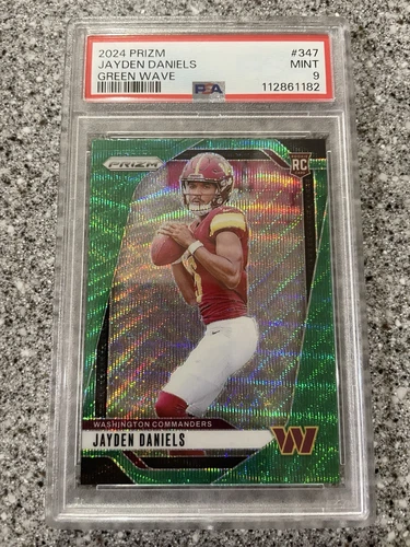 2024 Panini Prizm Football #347 Jayden Daniels RC Green Wave PSA 9 Mint