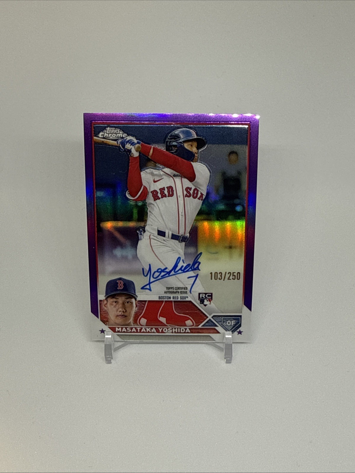 2023 Topps Chrome - Rookie Autographs Masataka Yoshida Purple Refractor /250