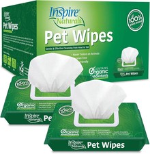 Inspire Naturals Plant-Based Pet Wipes for Dogs Cats Aloe Deodorizing 200ct