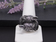 Double Head Raven Crow Bird Ring Sz 11.75