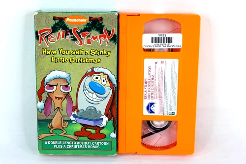 Ren Stimpy Have Yourself a Stinky Little Christmas VHS Video Nickelodeon Orange
