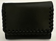 Jen  Co. Logan Whipstitch Tri-Fold Wallet Black Vegan Leather Boho Western