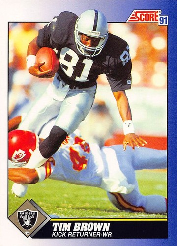 Tarjeta de fútbol americano Tim Brown 1991 Score 14 Los Angeles Raiders - Imagen 1 de 2