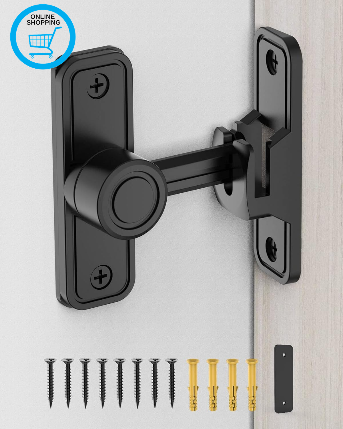 Heavy Duty Gate Latches 90 Degree Right Angle Barn Door Lock, Anti-Theft Sliding