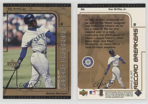 1999 Upper Deck UD Choice Grand Slam Record Breakers Ken Griffey Jr #G3 HOF 2u3 - Afbeelding 3 van 3