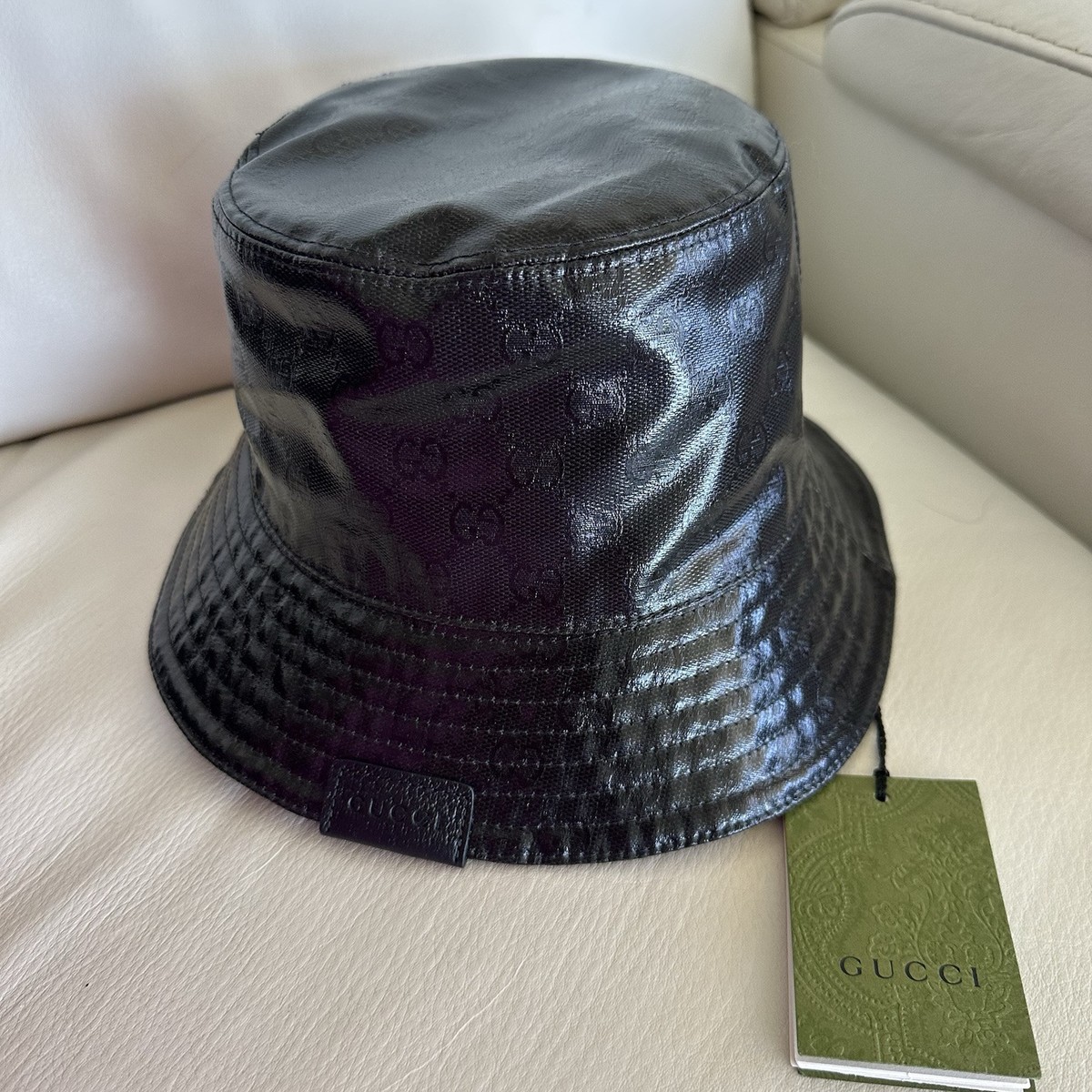 NWT GUCCI GG MONOGRAM LOGO BUCKET HAT MADE IN ITALY 760144 