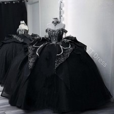 Rhinestone Quinceanera Dresses Off Shoulder Luxury Glitter Black Ball Gowns