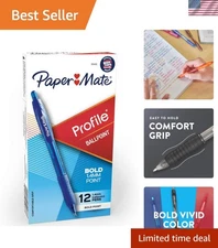 Comfortable Writing with Profile Retractable 1.4mm Blue Ballpoint Pens - 12 Pack