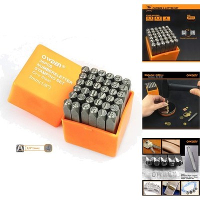 36pc Steel Metal Stamp Set 1/8'' 3mm Number Letter Punch Jewelry Craft Punch Tool
