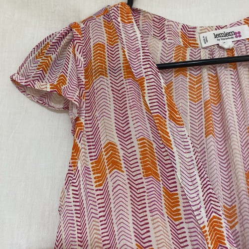 Lemlem Orange Pink Gold Printed Mini Tent Dress Ruffled V Neck - Small - Picture 8 of 20
