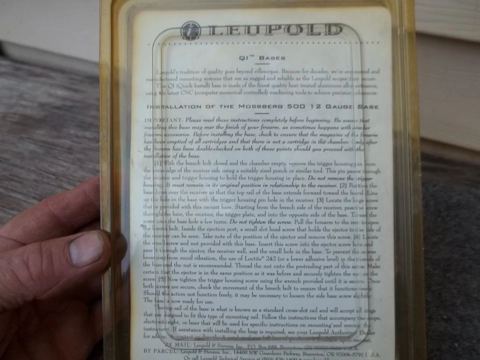 Escopeta calibre 12 Mossberg modelo 500 base Leupold QI # 52135 NUEVO EN PAQUETE ENVÍO GRATUITO Foto 3 de 4