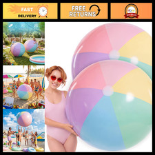 2 Pcs 60" Giant Inflatable Beach Balls - Jumbo Pastel Macaron Pool Float for Sum