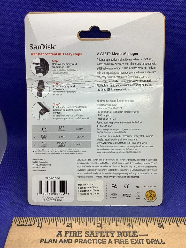 Verizon SanDisk 2GB Memory Card & MobileMate Micro Memory Card Reader M11 - Image 2 of 2