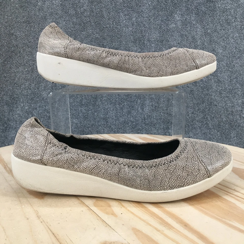 FitFlop Shoes Womens 9 Gray Ballet Flats Slip-On Leather Supercomff Comfort - Image 2 of 4