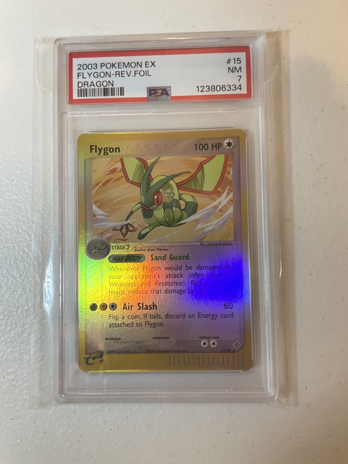 PSA 7 NM Flygon Reverse Holo Pokemon 2003 EX Dragon #15