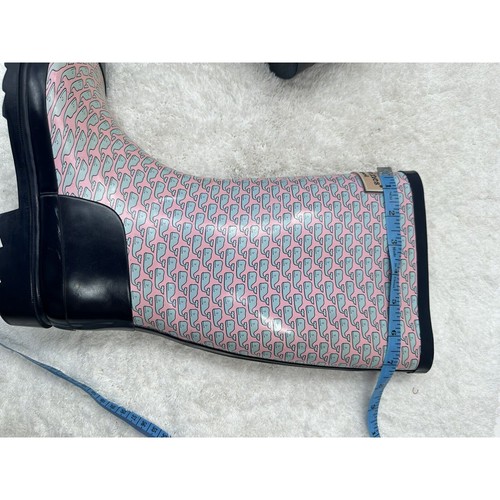 Vineyard Vines Whalies Rain Boots Womens Size 10 Blue Pink Rubber Waterproof - Picture 10 of 10