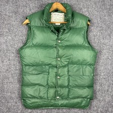 Vintage L.L. Bean Goose Down Puffer Vest Size Small Green Made In USA Snap Quilt