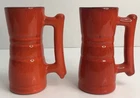 Frankoma Pottery Demitasse Cup 26DC Flame & Brown Set Of 2