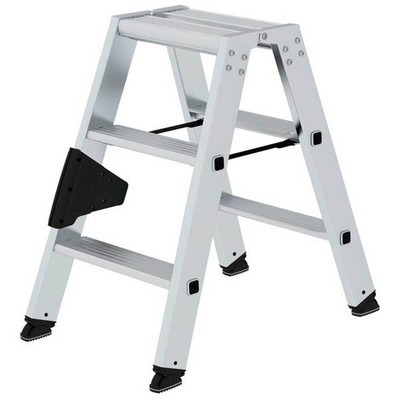 MUNK Stehleiter beidseitig 40206 silber 2x 3 Stufen, H: 67,0 cm