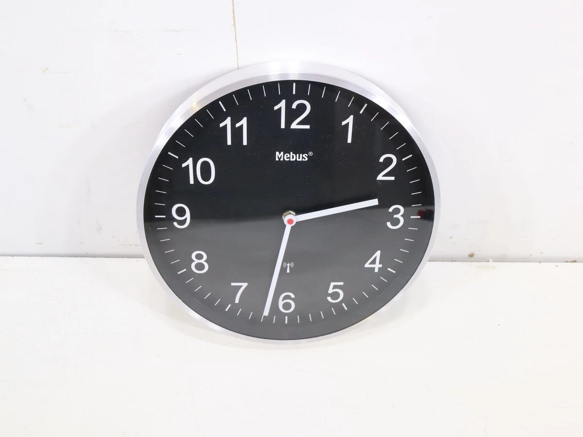 Orologio Da Parete Radiocomandato MEBUS 52450 – Cornice Nera, Diametro 25 Cm, Con Termometro E Igrometro