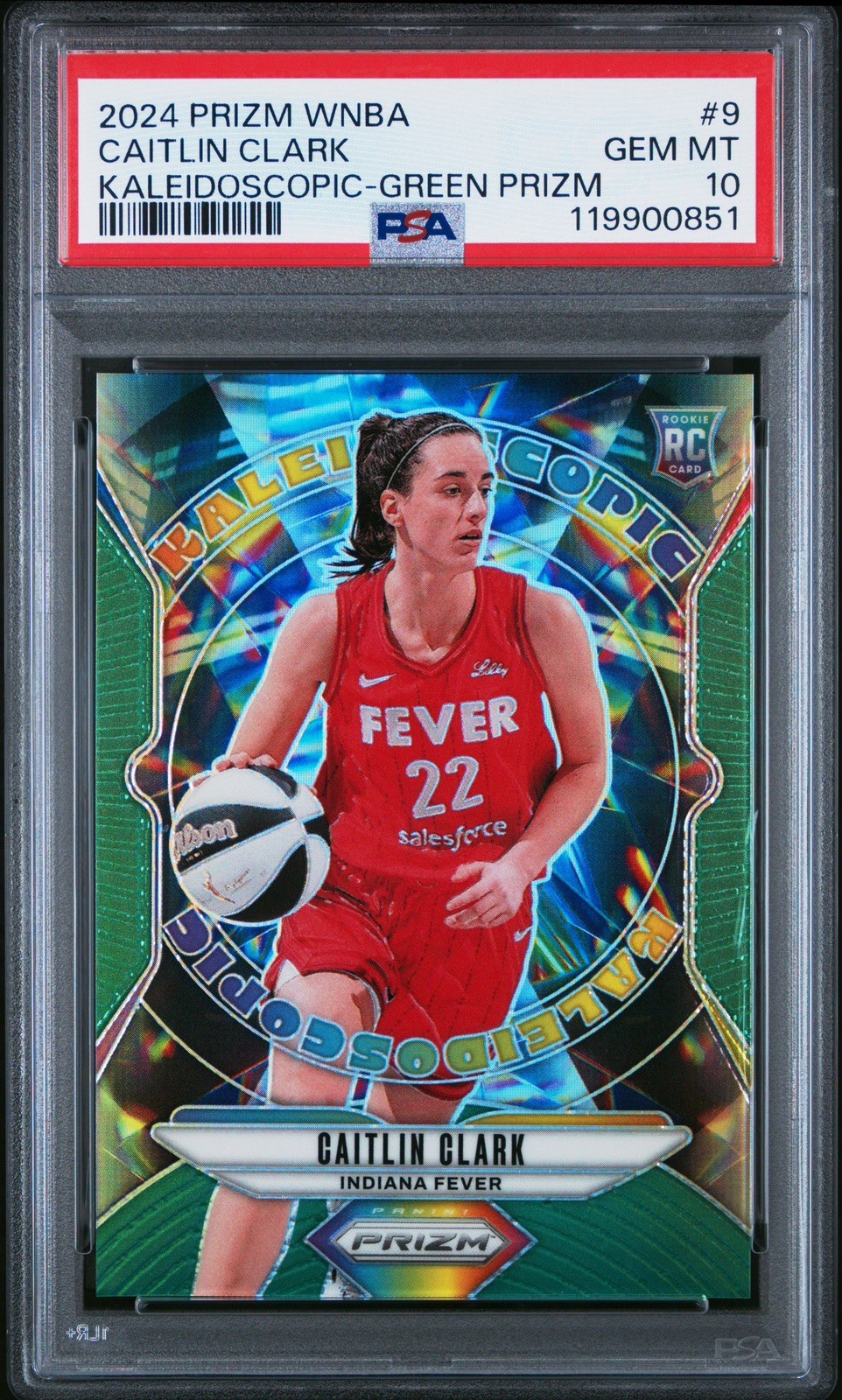 2024 Panini Prizm WNBA - Kaleidoscopic Caitlin Clark #9 Green Prizm (RC) PSA 10