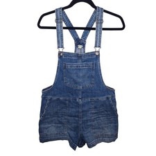 Aerie Werk  Play Denim Shortalls Embroidered Floral S Bib Overall Shorts Boho