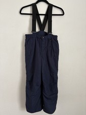 Lands End Kids Snow Pants Sz 7 Navy Insulated Bib Waterproof Warm Ski Snowboard