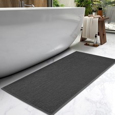 AMOAMI-Bath Mat-Absorbent Quick Dry 17''x59'' Rectangular , Dark Grey