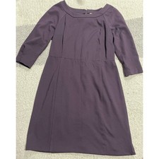 Banana Republic Womens 10 Round Neck 3/4 Sleeve Shift Ponte Dress Vineyard Plum