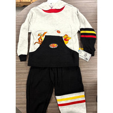 Vintage Disney Pooh Hoodie Pants Set Boys 2T Gray Black Winnie Tigger Football