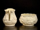 1946 to 1955 Vintage Belleek Ireland Botanical Floral Cream and Open Sugar Set — photo 3