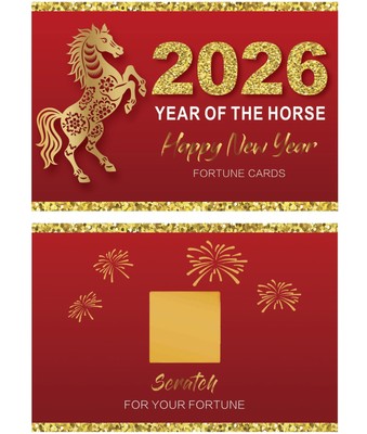 30 Count Chinese New Year 2026 Scratch Off Fortune Cards Lunar Horse Party Game