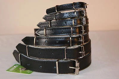 Cuir Véritable Chien Colliers Noir Feutre Doublure, Petit Moyen Grand - Photo 1/4