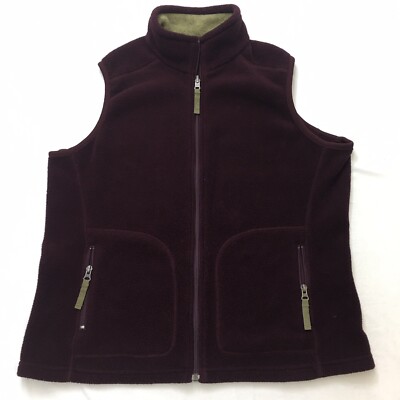 EDDIE BAUER Fleece Vest Mens XL Burgundy Polartec Full Zip