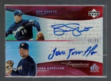2005 Upper Deck Reflections Dual Signature Red /99 Ben Sheets Jose Capellan Auto