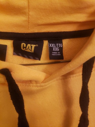 NWT Caterpillar Mens Yellow Foundation Logo Arm Print Hoodie Sweatshirt XXL - Picture 4 of 23
