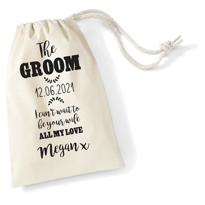 Personalised Wedding Day Gift Sack for Groom Husband Present Bag