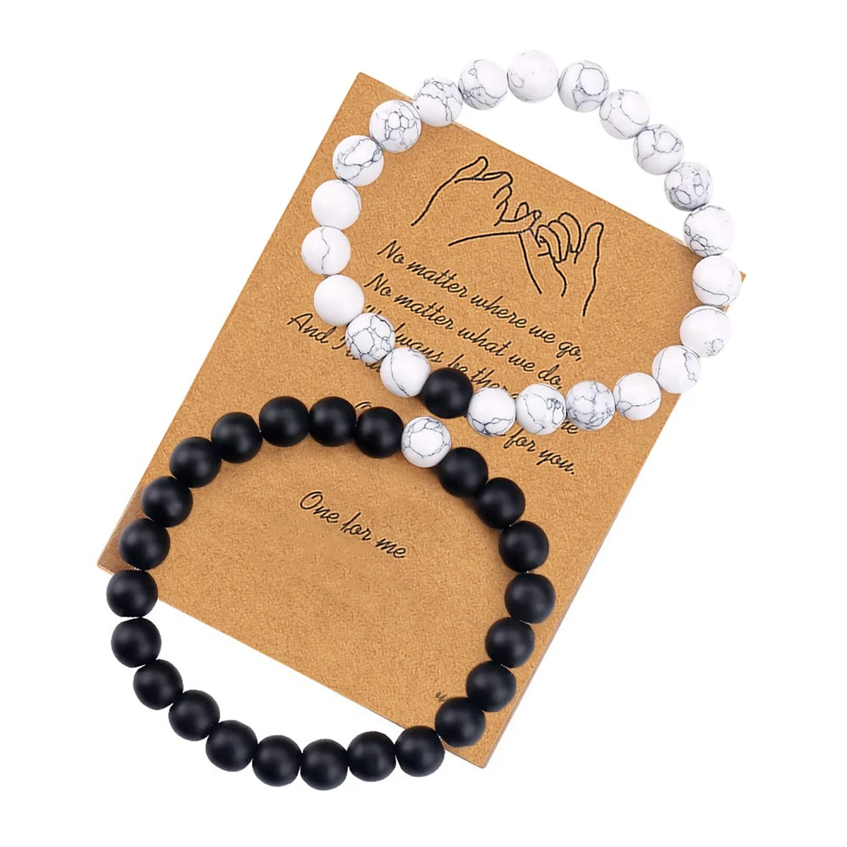 Black bead bracelet with cheap one white bead