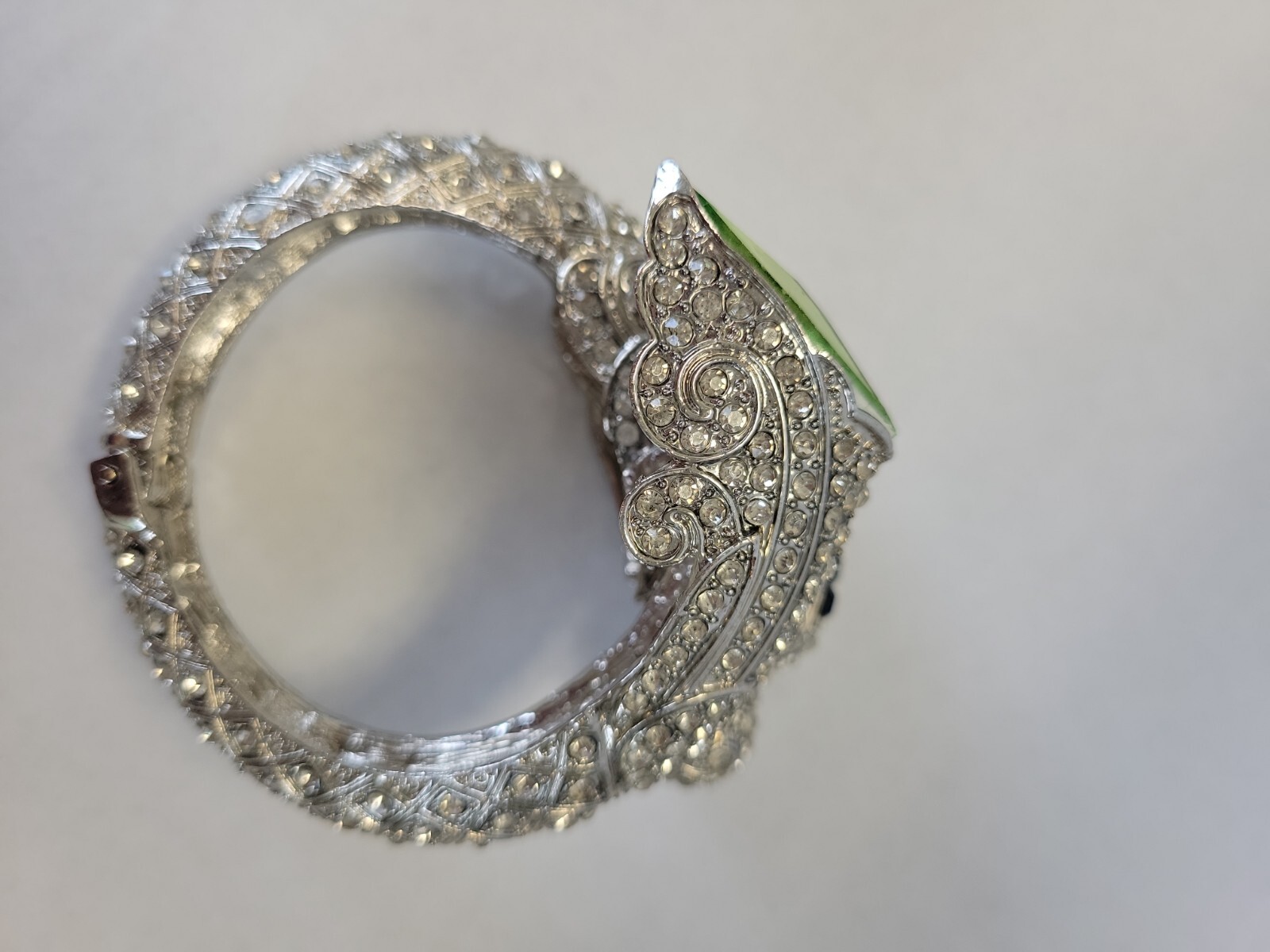 Chunky Dragon Rhinestone Hinged Bangle Bracelet S… - image 7