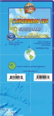 Caribbean Sea Guide Map Waterproof by Franko Maps