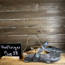 Womens Haflinger Gray Leather Cut Out Slip On Shoes Mules Size EU 38 US 7 M GUC